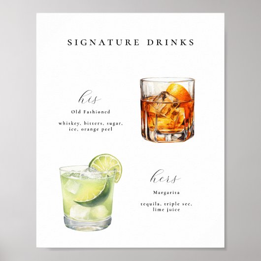 Signature Drinken Wedding Cocktail Poster (Voorkant)