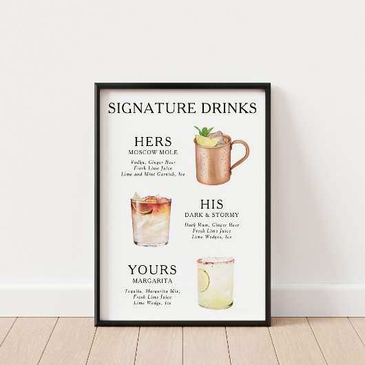 Signature Drinken Wedding Cocktail Poster