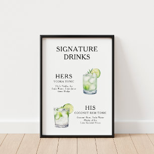 Signature Drinken Wedding Cocktail Poster