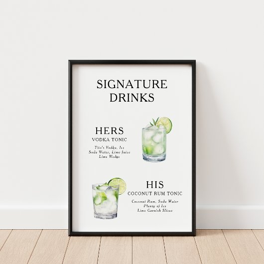 Signature Drinken Wedding Cocktail Poster