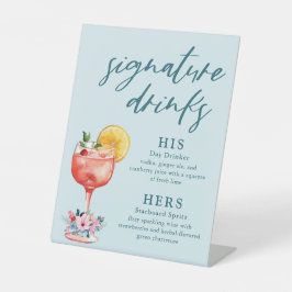 Signature Drinken Wedding Cocktail Reclamebord Met Voetstuk