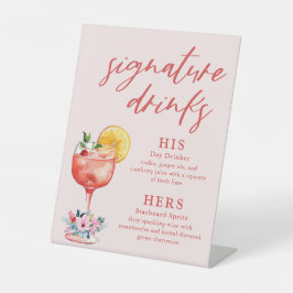 Signature Drinken Wedding Cocktail Reclamebord Met Voetstuk