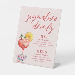 Signature Drinken Wedding Cocktail Reclamebord Met Voetstuk