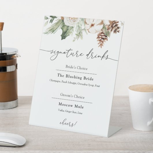 Signature Drinken Winter Evergreen Sign Reclamebord Met Voetstuk (Insitu)