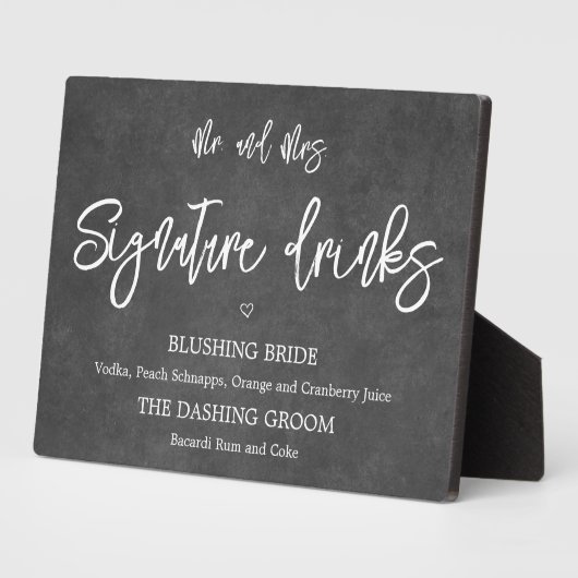 Signature drinks chalkboard sign Tabletop Plaque Fotoplaat (Zijkant)