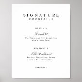 Signature Drinks Elegant Simple Wedding Bar Sign Poster (Voorkant)