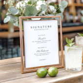 Signature Drinks Elegant Simple Wedding Bar Sign Poster
