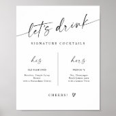 Signature Drinks Modern Handwritten Wedding Sign Poster (Voorkant)