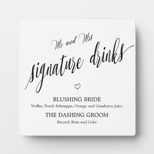 Signature drinks sign Tabletop Plaque with Easel Fotoplaat (Voorkant)