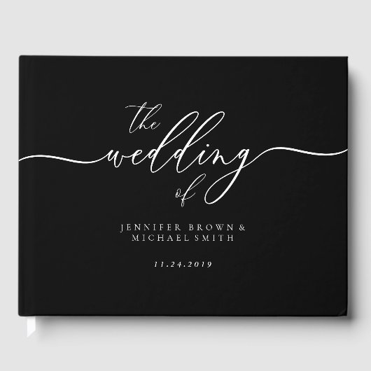 Signature Elegant Black Wedding Gastenboek (Voorkant)
