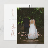 Signature | Faux Roos Gold bruiloft foto Dank u Briefkaart (Voorkant / Achterkant)