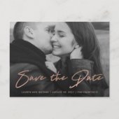 Signature | Faux Roos Gold Photo Save the Date Aankondigingskaart (Voorkant)