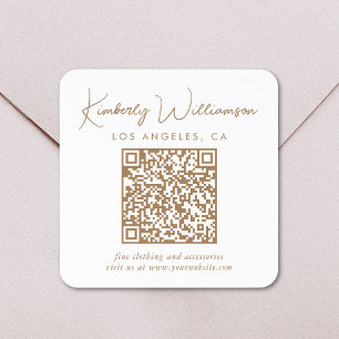 Signature Gold Script QR-code Vierkante Sticker