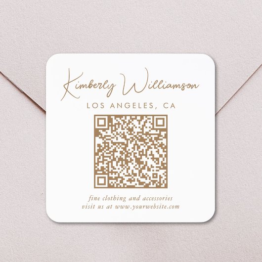 Signature Gold Script QR-code Vierkante Sticker