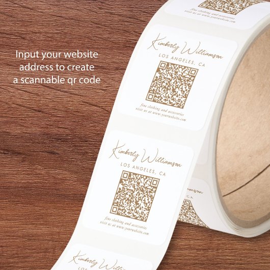 Signature Gold Script QR-code Vierkante Sticker