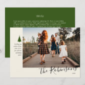 Signature Green Tree Single Photo Holiday Card Feestdagenkaart (Voorkant / Achterkant)