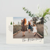 Signature Green Tree Single Photo Holiday Card Feestdagenkaart (Staand voorkant)