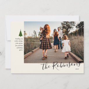 Signature Green Tree Single Photo Holiday Card Feestdagenkaart