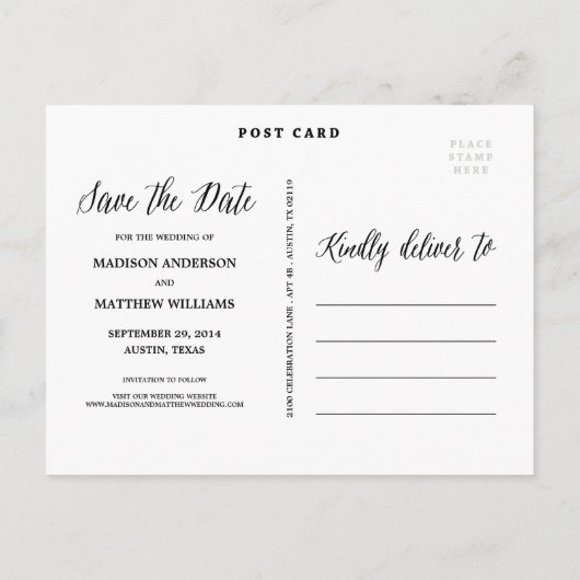 Signature | Het Briefkaart Datum opslaan (Achterkant)