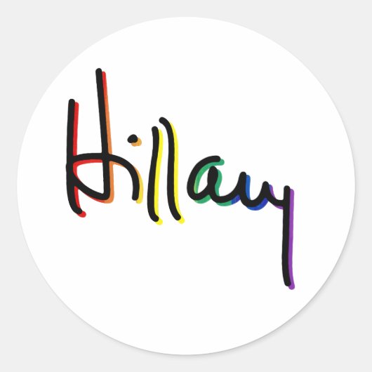 Signature Hillary Clinton Pride Rainbow - LGBT Pol Ronde Sticker (Voorkant)