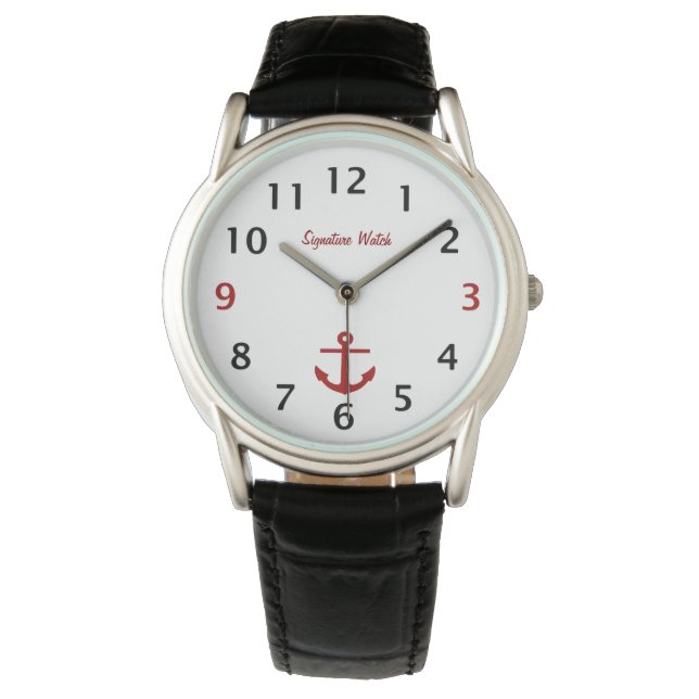 Signature horloge anker zwart en rood (Voorkant)