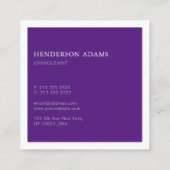 Signature Luxury Script Royal Paars and White Vierkante Visitekaartje (Achterkant)