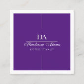 Signature Luxury Script Royal Paars and White Vierkante Visitekaartje (Voorkant)