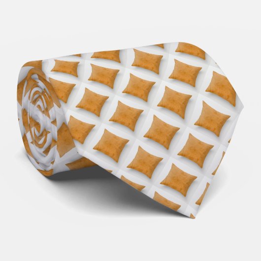 Signature Micro Diamonds Oranje Pattern Necktie Stropdas (Opgerold)
