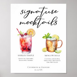 Signature Mocktails Zomer Drinken Bruiloft Menu Poster