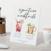 Signature Mocktails Zomer Drinken Bruiloft Menu Reclamebord Met Voetstuk (Insitu)