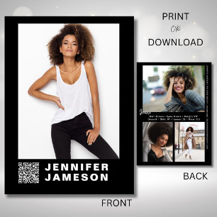 Signature Model Comp Card QR-code + 4 foto's Kaart