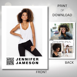 Signature Model Comp Card | QR-code + 4 foto's Kaart