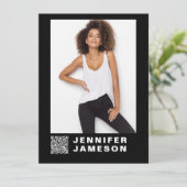Signature Model Comp Card | QR-code + 4 foto's Kaart (Staand voorkant)