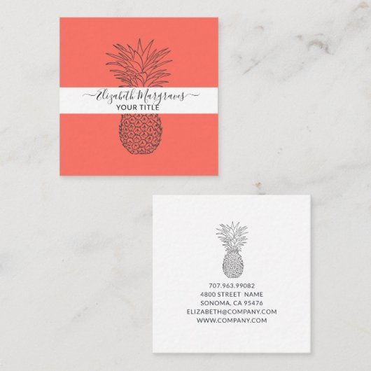 Signature Modern Pineapple Vierkante Visitekaartje (Voorkant / Achterkant)