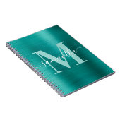 Signature Monogram Aqua Blauwgroen Shimmer Folie Notitieboek (Rechterzijde)