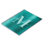 Signature Monogram Aqua Blauwgroen Shimmer Folie Notitieboek (Linkerzijde)