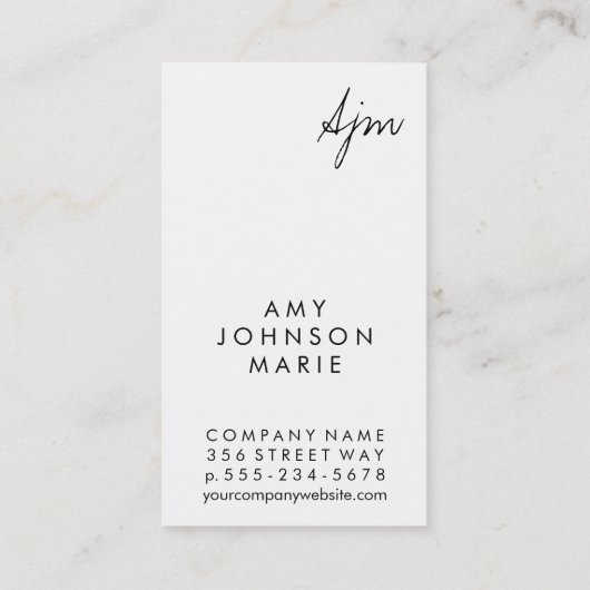 Signature Monogram Glamor Stylist Visitekaartje (Achterkant)