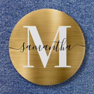 Signature Monogram Gold Shimmer Folie Ronde Button 5,7 Cm