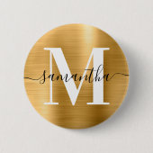 Signature Monogram Gold Shimmer Folie Ronde Button 5,7 Cm (Voorkant)