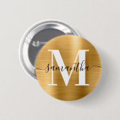 Signature Monogram Gold Shimmer Folie Ronde Button 5,7 Cm (Voorkant /achterkant)