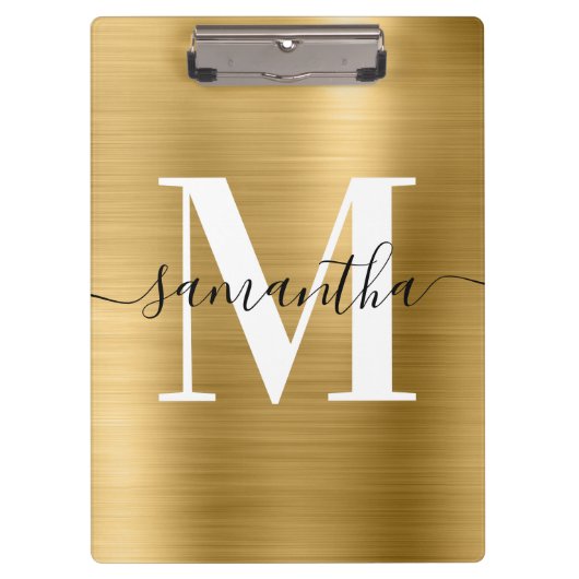 Signature Monogram Goud Glans Folie Klembord (Voorkant)