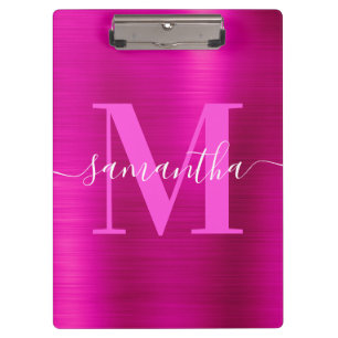 Signature Monogram Hot Pink Shimmer Folie Klembord