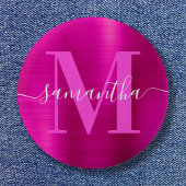 Signature Monogram Hot Pink Shimmer Folie Ronde Button 5,7 Cm