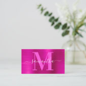 Signature Monogram Hot Pink Shimmer Visitekaartje (Staand voorkant)