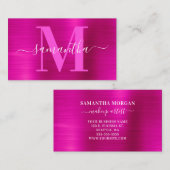 Signature Monogram Hot Pink Shimmer Visitekaartje (Voorkant / Achterkant)