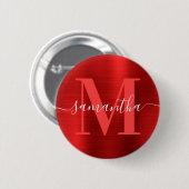 Signature Monogram Red Shimmer Folie Ronde Button 5,7 Cm (Voorkant /achterkant)
