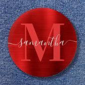 Signature Monogram Red Shimmer Folie Ronde Button 5,7 Cm