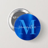 Signature Monogram Royal Blue Folie Ronde Button 5,7 Cm (Voorkant /achterkant)