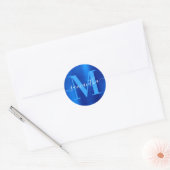 Signature Monogram Royal Blue Folie Ronde Sticker (Envelop)