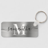 Signature Monogram Silver Foil Thin Rectangle Sleutelhanger (Voorkant)